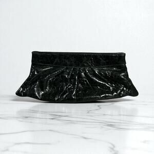 Vintage Lauren Merkin Black Patent Clutch Bag – Made in NYC, Magnetic Closure